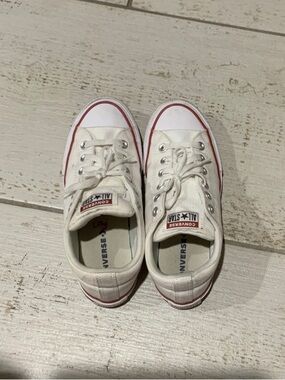 Converse Kids White Sneakers with Red Trim